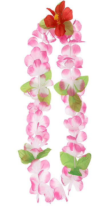 Collier Cadeau Invités Hawaien Fleurs Blanc Rose