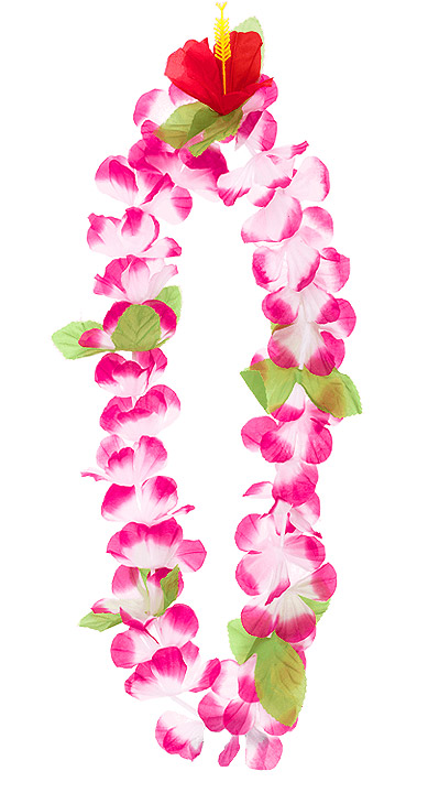 Collier Hawai Animation Fetes Soirée Blanc Fuchsia