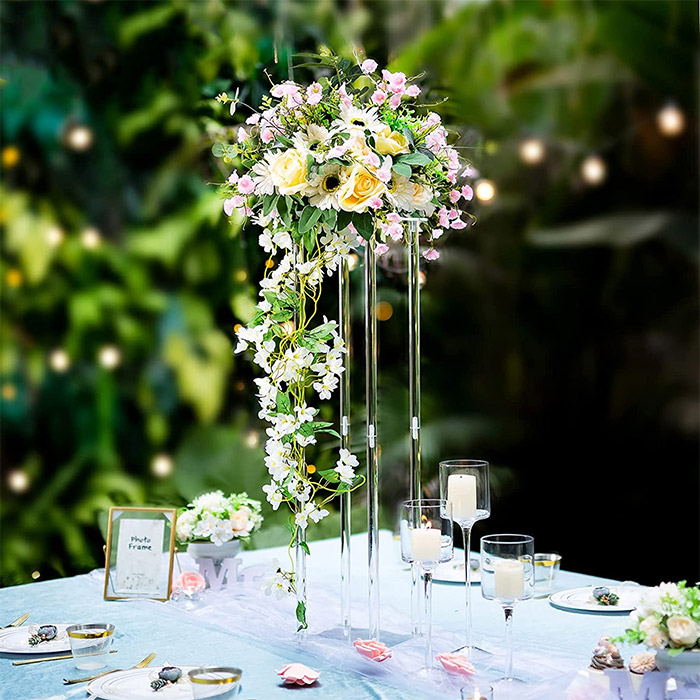 Centre de table géant transparent mariage fleurs