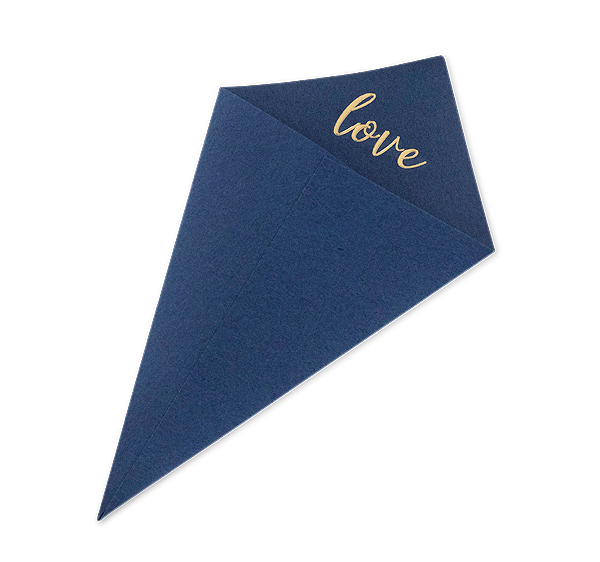 Cornets en Carton Bleu Marine Love Doré pour Confettis ou Pétales