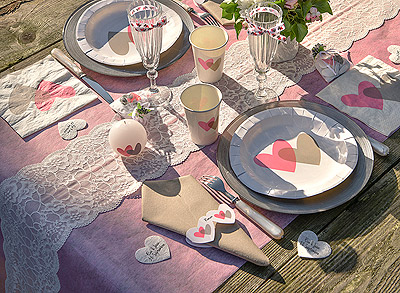 Déco de table rose et blanc