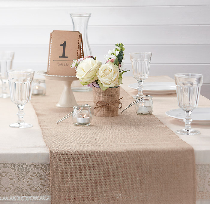 Decoration Chemin Table Mariage Jute Discount Chic