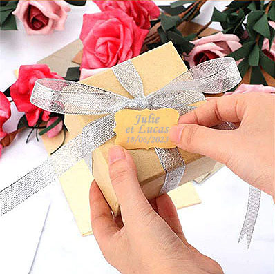Acheter Autocollants en papier Kraft naturel fait à la main avec amour,  étiquettes adhésives rondes de 25mm pour la pâtisserie, décoration de fête  de mariage, 500 pièces par rouleau