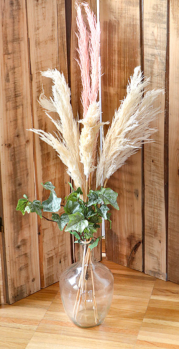Bouquet Pampa Blanc Naturel Vase Géant Rétro Design