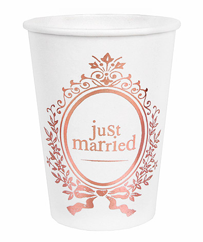 Gobelet Carton Recyclable Just Married Rose Gold