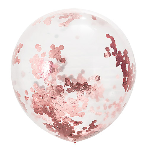 Grand Ballon Géant Translucide avec Confettis Rose Gold