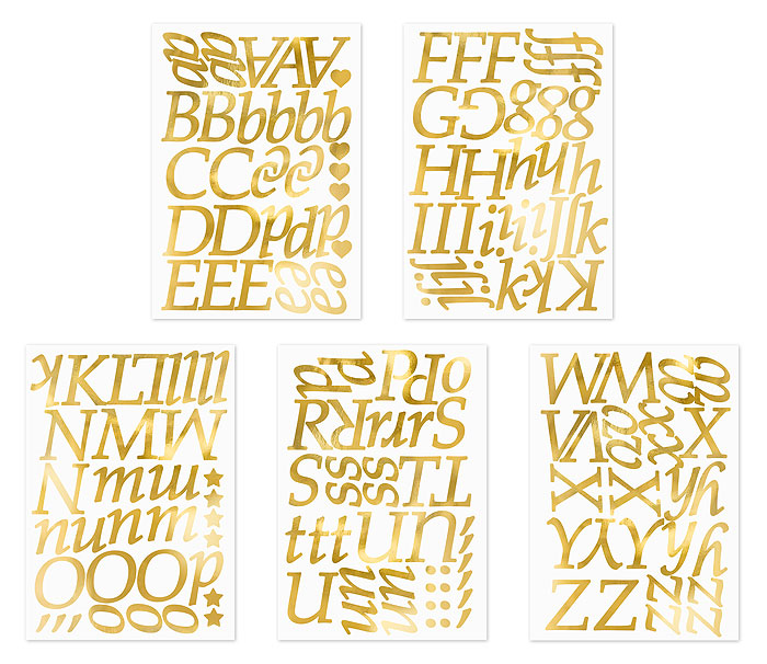 Contenu Lettres Alphabet Stickers Dorés 