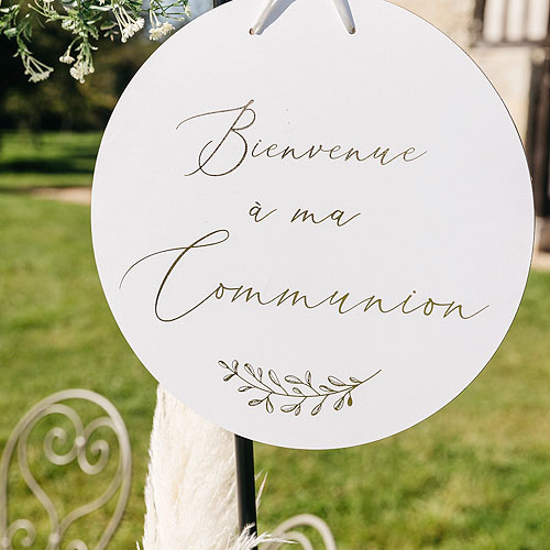 Pancarte Communion Bienvenue Doré Brillant