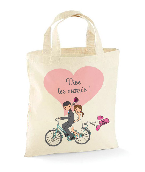 Petit Sac Tote Bag Coton Vélo des Mariés