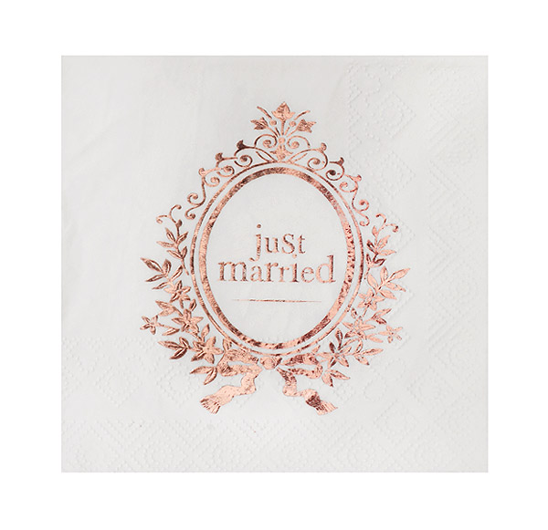 Serviette Table Buffet Mariage Just Married Rose Gold