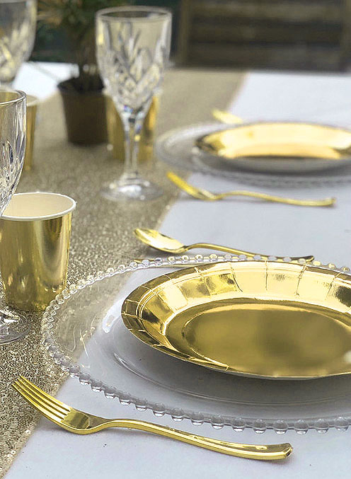 Vaisselle Dorée Décoration Table Mariage Elegante Brillante
