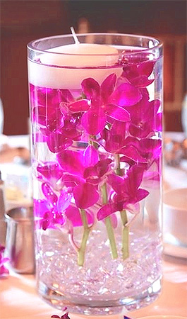 Vase Géant Centre de Table Mariage avec Fleurs et Bougies